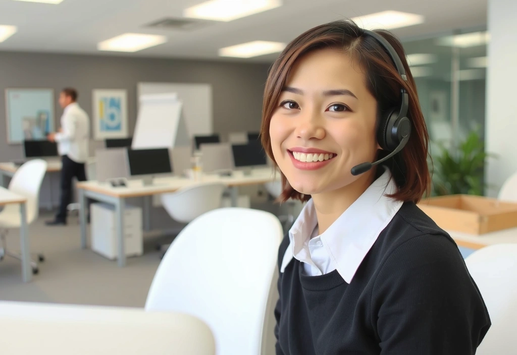 Customer service representative on the phone